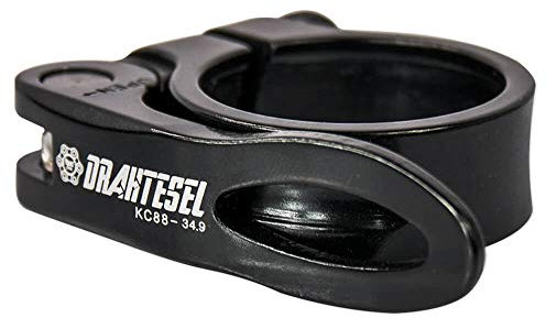 Drahtesel Fahrrad Schnellspanner, Sattelstütze, Sattel-klemme, Klemmring, Sattelstützenklemme (Schwarz, 34,9mm)