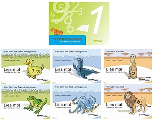 Zifferntrainer, Lies mal 1,2,3,4,5,6 Ente, Frosch, Robbe, Krake, Erdmännchen, Löwe