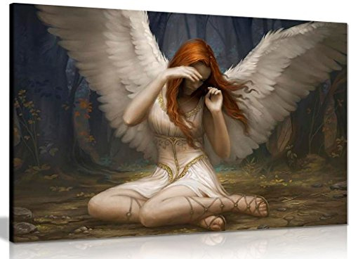 Angel Weeping Fantasy Canvas Wall Art Picture Print (24x16in)