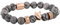 Akitsune Bracelet de Perles d'obsidienne | Bijoux de Bras Femme Homme Onyx Pierre de Lave - Gris Or Rose - 18cm
