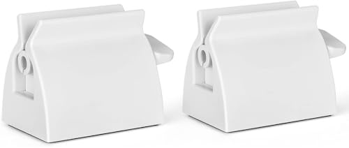 2pcs Rolling Tube Toothpaste Squeezer Toothpaste Seat Holder Stand for Bathroom Accessories(Milky)