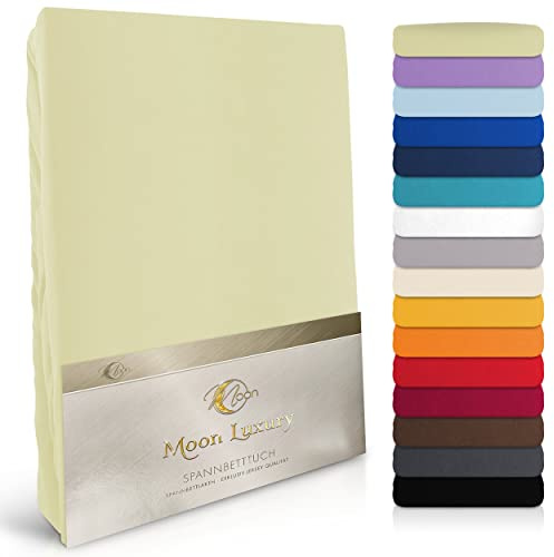 Moon-Luxury Spannbettlaken Spannbetttuch Jersey Stretch 230g/m² für Wasserbetten, Boxspringbetten und herkömmliche Matratzen (Pistazie, 180x200-200x220)