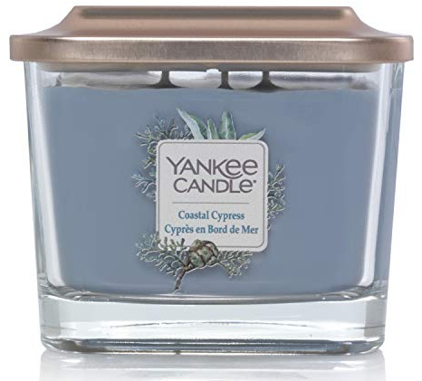 Yankee Candle Elevation Kollektion mit Plattformdeckel Mittlere 3-Docht-Quadratkerze, Coastal Cypress