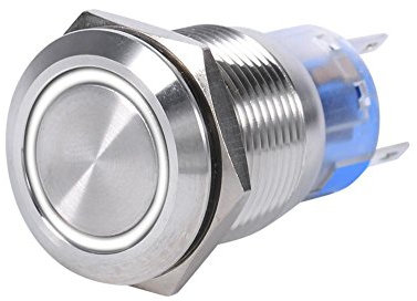 Selbstsperrender ， Keenso 19mm 12V LED wasserdichter rostfreier selbstsperrender verriegelnder Druckknopfschalter Ein/Aus-Verriegelungsknopfschalter 1NO1NC(Weiß)