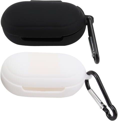 Hemobllo Compatible for Samsung Buds Plus Earphone Box Silicone Case Protective Compact Earbuds Case for Women Men 2 Pcs (Black+White)