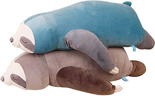 Kuscheltier Faultier, Plüsch Faultier Plüschkissen Stofftiere für Kinder Freundin Geschenke Kinderzimmer Dekoration Extrem Weich Plüschtier Spielzeug (Grau-80cm)