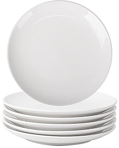 Delling Porzellanteller, 25,4 cm, runde Dessertteller, Servierteller, 6 Stück, Geschirr für Küche, Abendessen und Salat, Restaurant, Familienparty