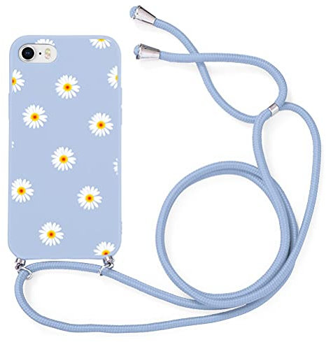 Yoedge Custodia per Apple iPhone 5/5s Cover con Cordino Regolabile 4,0 Pollice, Ultra Sottile Morbido Silicone Leggero Soft TPU Bumper Shock Protettiva Case Stylish Pratico Cordino - Margherita