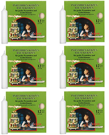 OLShop AG Knox Pyramidenkerzen weiß, 6er Pack (6 x 12 Stück) Größe: ca. 17 x 100 mm Weihnachtskerzen