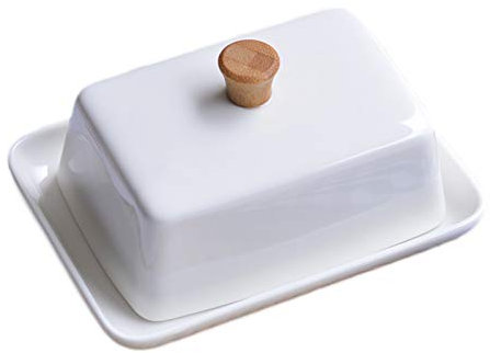 luckxuan Mantequera 1 Conjunto de cerámica Blanca Cerámica Mantequilla Rectangular Máquitura de vajilla Placa de Mantequilla con Tapa - Lavavajillas Caja Fuerte (Blanco) Mantequillera
