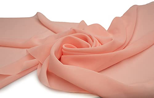 Mousseline lisse, tissu aéré, voile 50 x 150 cm (Rose poudré)