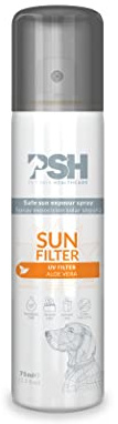 PSH Sun Protector – Protecteur Solaire pour Chiens et Chats en Spray – Filtre UV Instantané – à l'Aloe Vera et au Thé Vert – Hydratant, Anti-Sécheresse et Brillance – 100% Vegan – 75 ml