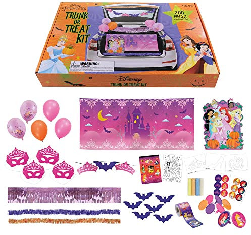 Disney Halloween Trunk or Treat 200-teiliges Autodekor-Set, wählen Sie Prinzessin Spiderman oder Hocus Pocus (Disney Princess)