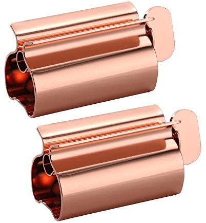 Toothpaste Squeezer 2 Pack - Metal Tube Squeezer Stainless Steel Tube Wringer UDQYQ Toothpaste seat Holder Stand (Coral)