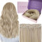 Invisible Extainsons Clips in Echthaar 30cm 50g 3 Stücke Clip in Extensions Echthaar Günstig Aschblondes Highlight mit Bleichblond Farbe 18P613