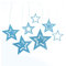 Yurosiay Glitzer Sterne zum Aufhängen 7er Set Aushöhlen Glitzernder Papiersterne Deko Groß Hängedeko Stern Weihnachtsdeko Stern Sterne Aufhängen für Hochzeit Party Christbaum Deko Blau