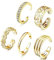 LEEQBCR - 5 Pcs Zehenring aus 925 Sterling Silber, Damen, offener verstellbarer Bandring, Ring, Schmuck (Gold)