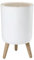 LOVIVER Trash Can, Nordic Imitation Wood Grain Garbage Can with Press Top Cover High Foot Dustbin with Press Cover Trash Can Bin for Bedroom, Kitchen, Round detachable leg