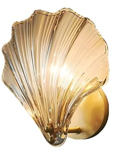 EKSED Lámpara de Apliques de Pared Con Base de Cristal y Oro, Accesorios de Lámpara de Pared de Concha Para Cabecera