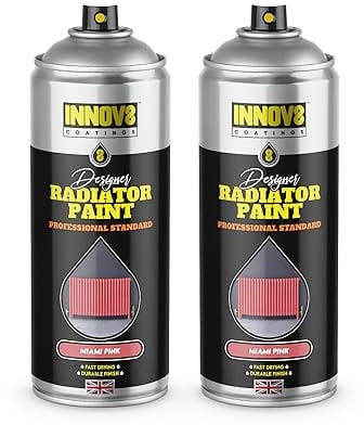 DESIGNER RADIATOR SPRAY PAINT – 1 x 400 ml - SATIN FINISH - NO PRIMER OR TOP COAT - PROFESSIONAL STANDARD - FAST DRY - Radiators, Hot Water Pipes, Tanks, Enamel & Metal - up to 100°C - MIAMI PINK
