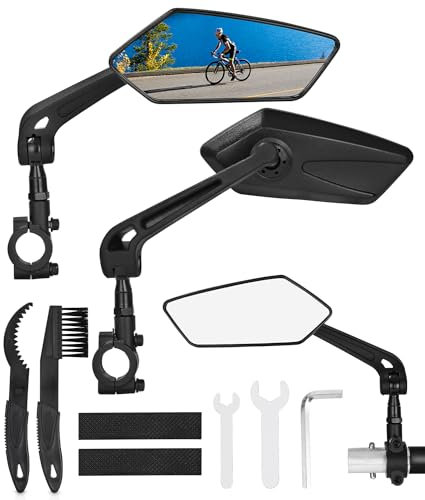 Huifoo 2 Pezzi Specchietti Bici 360°,Regolabile Ruotabile Specchietto Retrovisore,Universale Specchietto Retrovisore Bici per Bicicletta,Elettrico,Moto,Bicicletta Elettrica per Manubrio da 22-25 mm