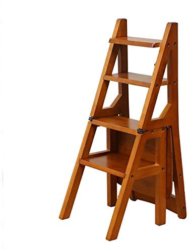 Tritthocker, 4 Etagen, klappbar, Holz, Tritthocker, Leiter, Stuhl, Sitzbank, Utility, Zuhause, Küche, Leiterhocker (A)