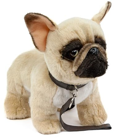 Teddys Rothenburg Kuscheltier französische Bulldogge mit Leine beige 26 cm Plüschhund Stoffhund Plüschtier