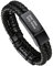 Bandmax Personalisiertes Armband 23cm Schwarzes Flechtarmband Männer Lederarmband mit Magnetverschluss Manschette Armband Wikinger Geflochten Armreif Armkette mit Kompass Wikinger Schmuck