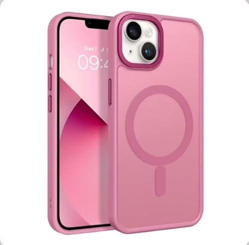 Cover Magnetica Compatibile con iPhone 15 Pro, 6.1 Pollici Compatibile con MagSafe - Trasparente in Più Colori, Custodia Sottile Antiurto (Rosa)