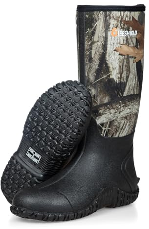 GIEESHIELD Gummistiefel für Herren, für alle Jahreszeiten, wasserdicht, Regenstiefel mit Stahlschaft, 6 mm Neopren, strapazierfähiges Gummi, Outdoor-Jagdstiefel (Next Camo G2), Next G2 Camo, 42 EU