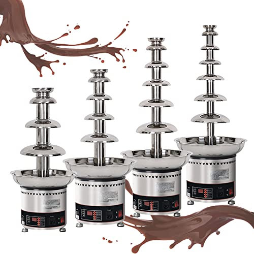 AINITAIFENG Chocolate Fondue Fountain Waterfall, Commercial Stainless Steel Chocolate Melts Dipping Warmer Machine/Sauce Melting Pot, for Cheese, BBQ Sauce, Liqueurs, Candy (7 Tier)