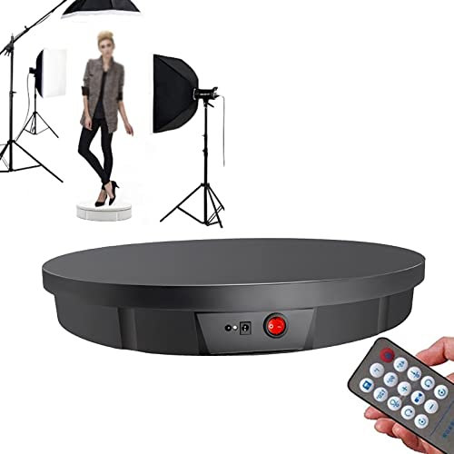 Grande Espositore Girevole con Telecomando, Giradischi Elettrico da 52 cm per Fotografia di Prodotti capacità di 220 libbre, Piattaforma Girevole Motorizzata a 360 Gradi,Nero