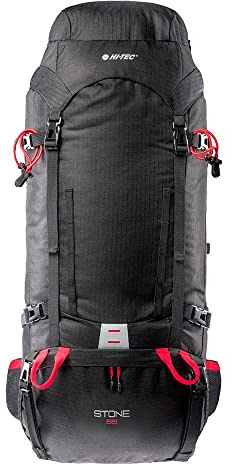 Hi-Tec - Herren/Damen Unisex Wanderrucksack Stone, 65l (Einheitsgröße) (Schwarz/Hohes Risiko Rot)