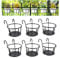 ABRFC Iron Art - Cestas colgantes para macetas sobre el riel, maceta de metal para macetas con gancho, decoración interior y exterior para barandilla, valla, balcón, jardín (HangingPS-6-Negro)