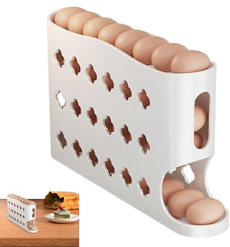 Eierhalter Für 30 Eier, 4 Etagen Eierbehälter Für Kühlschrank, Eier Aufbewahrung Eierhalter Für Kühlschrank, Eier-Organizer, Automatisch Rollender Eierspender Für Aufbewahrung Im Kühlschrank