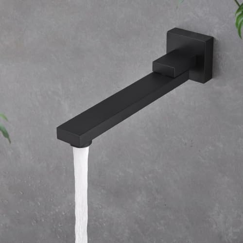Wandmontierte Badewannenarmaturen, Faltbare Düse Wasserfall Edelstahl 180 Grad Drehung Badewanneneinlauf Wasserhahn Wand Waschbecken Verdeckter Wasserhahn für Badezimmer (Schwarz)