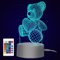 3D Nachtlicht Kinder Illusion Lampe - Smart Emotional Nachtlicht 16 Farben Mehrere Modi Dimmbar Touch Switch mit Fernbedienung und USB Kabel, Kinderzimmer Schlafzimmer Dekoration Geschenk(Bären)