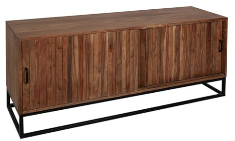 Romimex Braune Anrichte aus Akazienholz, 40 x 60 x 140 cm