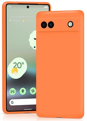 YATWIN für Google Pixel 6A Hülle, Premium Silikon Handyhülle mit Kameraschutz, Seidig-Weicher Berühren Ultra Dünne Stoßfeste Kratzfeste Schutzhülle, Orange