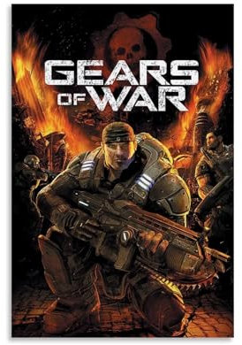 FHILTNMWC Funny Gears Poster of War Vintage Shooter, Videospiel-Poster, gerahmt, Leinwandposter, eingebauter Holzrahmen, Zuhause, Schlafzimmer, Garage, Art-Deco, 30 x 45 cm, ungerahmt