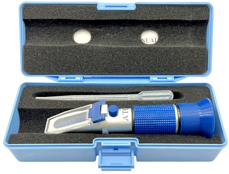 5-in-1 DEF Antifreeze Coolant Refractometer for Checking Automobile Antifreeze Coolant and Freezing Point, Battery Acid, Concentration of Ethylene Glycol or Propylene, Windshield Washer Fluid