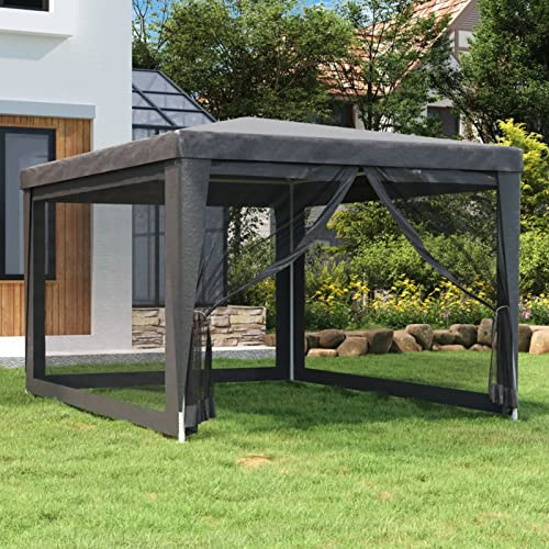 Xichuzi Partyzelt mit 4 Mesh-Seitenwänden, Party Zelt, Pavillon, Faltpavillon, Garagenzelt, Gartenzelt, Anthrazit 3x4 m HDPE
