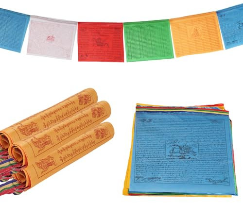 Tibet Buddhist Prayer Flag 9.5x11 inch 80 Flags, Prayer Flags Tibetan Prayer Flags Outdoor Decoration, 20PCS per roll, 4 Rolls