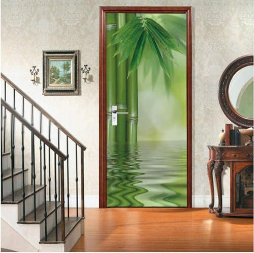 Türbekleben Bambus Türtapete, Selbstklebend TürPoster Bambus Türbilder, 3D Fototapete Türfolie Poster Tapete Türaufkleber Tür Tapeten 86 x 200 cm q1390