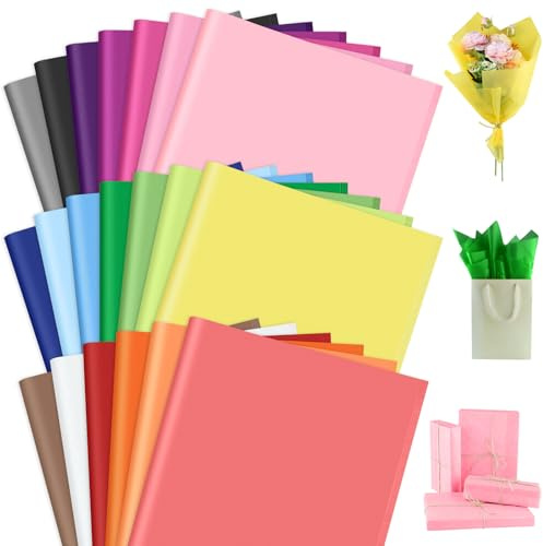 60 Sheets Color Tissue Paper Bulk, PLULON Gift Wrapping Tissue Paper for Packaging 35x50cm 20 Colors Rainbow Art Crafts for Gift Bags Decorative Floral Wedding Birthday Party Decor