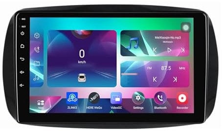Android 14 Doppio Din 9 Zoll Auto Radio Touch Display con Telecamera Posteriore Comandi al volante Bluetooth GPS Car Play senza fili per Benz Smart 2014-2020(Q400(8+256G))