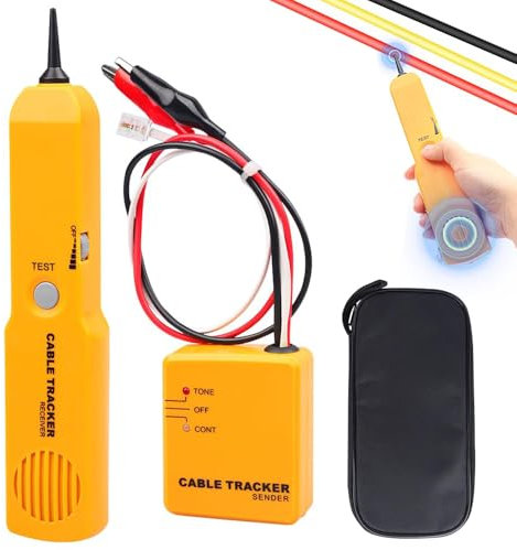 BIZOI Cable Tracker, Kabelbruch Suchgerät Mähroboter, Kabelfinder Kabeltester Leitungssucher für Identifizierung und Durchgang des Testschaltkreises, Auffinden von Netzwerkkabeln(Gelb)