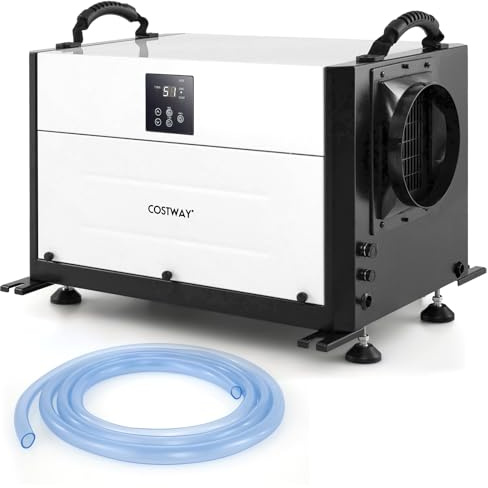 COSTWAY 58,5/73,5 L Deumidificatore Commerciale, Deumidificatore Industriale con 3 Modalità e Timer 24H, Sbrinamento Automatico per Cantina Magazzino (73,5 L/giorno Nero)