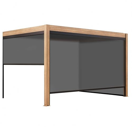 Bioklimatische Pergola, 3 x 4 m, mit 2 Jalousien, Holz, Grau