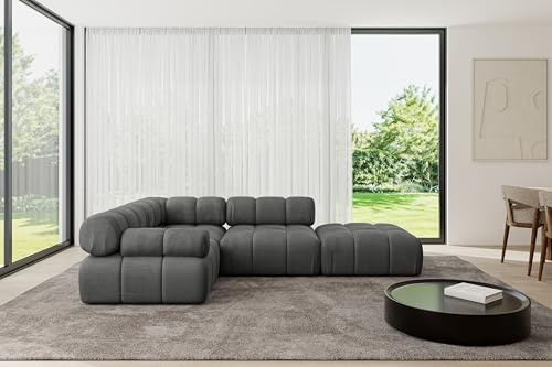 ALTDECOR Modulares Sofa Ecksofa in L-Form Corner modular Sofa Eckcouch Couch Wohnlandschaft Cauchsofa Polstersofa Felto-L1-285x190x70 cm Dunkelgrau